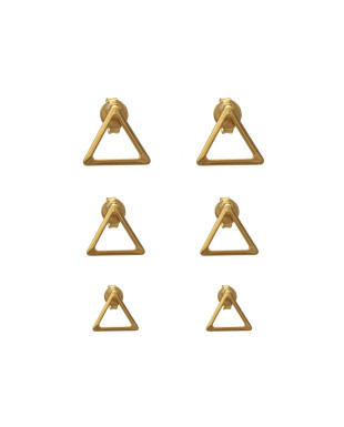 Kit com Três Brincos de Triângulos Folheado em Ouro 18K