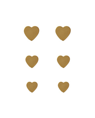 Kit com Três Brincos em Formato de Coração Liso Folheado em Ouro 18K